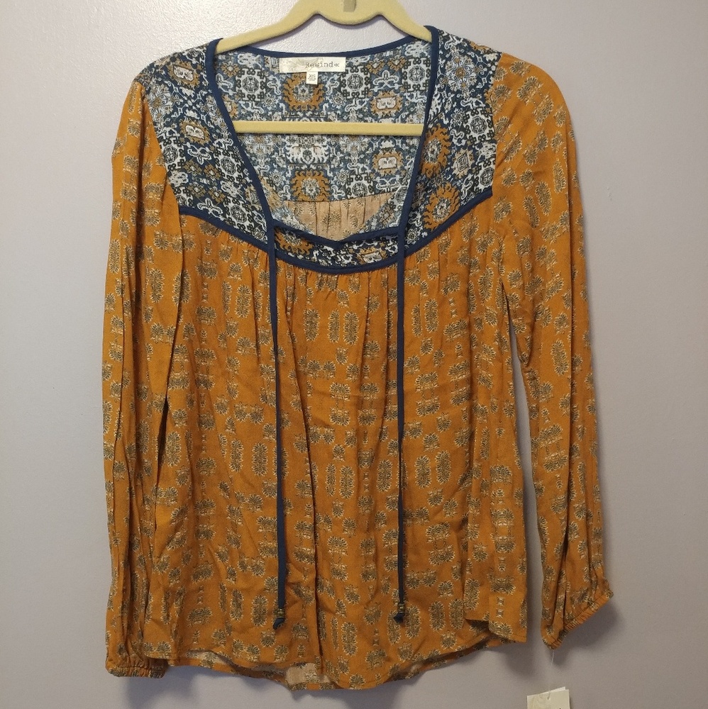 Boho peasant style flowy blouse